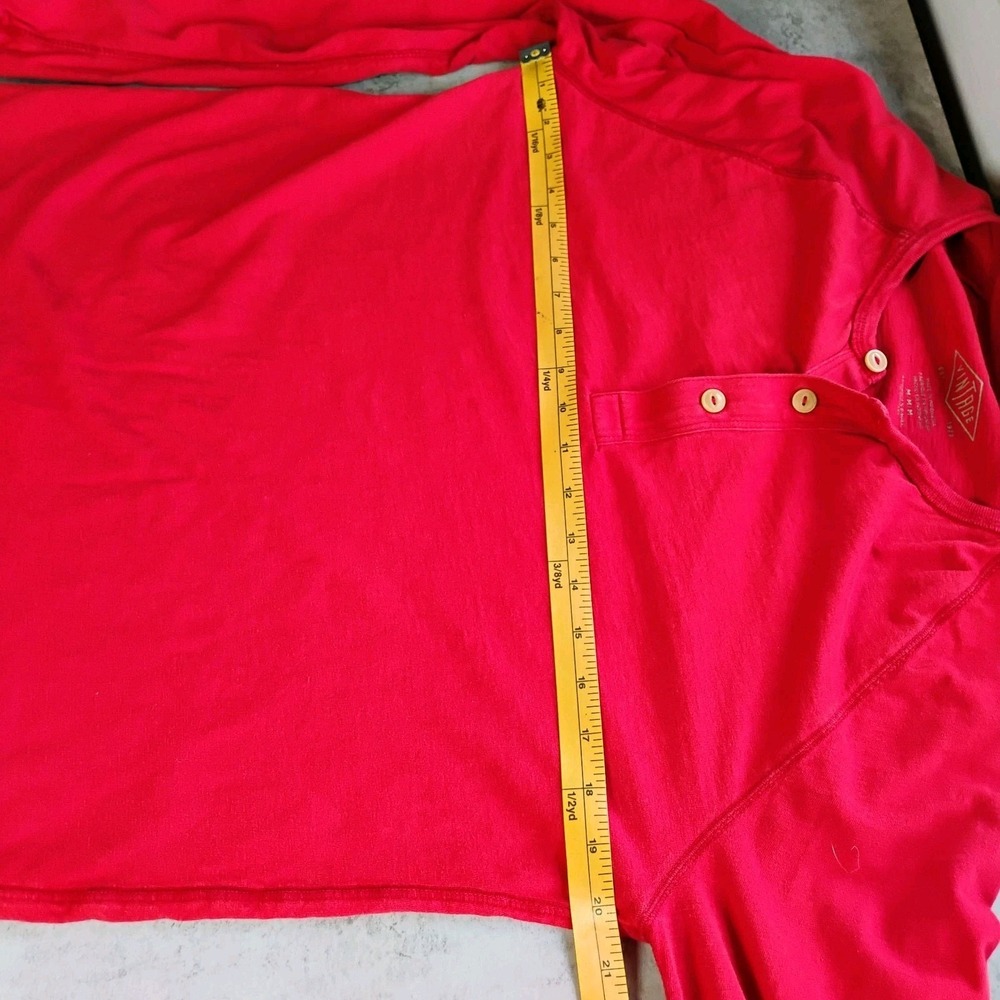 American Eagle Y2K Style Men's Henley Shirt Medium Red AE Long Sleeve Casual - Picture 9 of 10